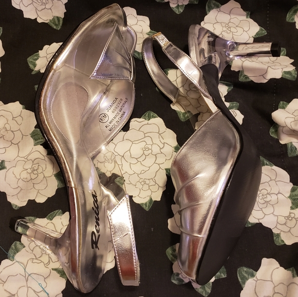 Renica Clear and Silver Bow Sling-back Clear Heel - Picture 7 of 9